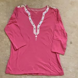 Talbot’s 3/4 sleeve cotton tee with sequins